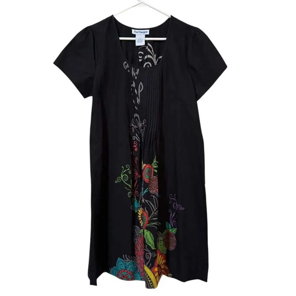 The Paragon Women Size Small Floral Dress Cotton Summer‎ Pleated Short Sleeve